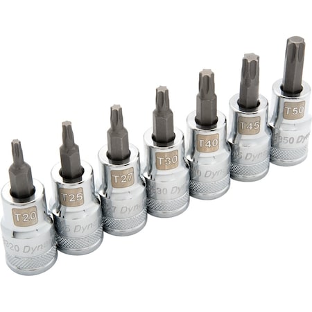 Dynamic Tools 1/2 Drive 7 Piece Standard, Torx Socket Set, T20 - T50 D018016